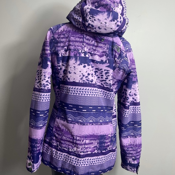 the north face purple pattern hooded ski coat winter jacket size medium - Picture 7 of 10